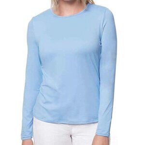 NWT Hang Ten Ladies Long Sleeve Blue Sun Protection Tee Shirt Rashguard, size XS